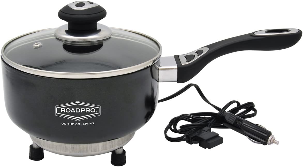 RoadPro 12V non stick portable saucepan for cooking on the road