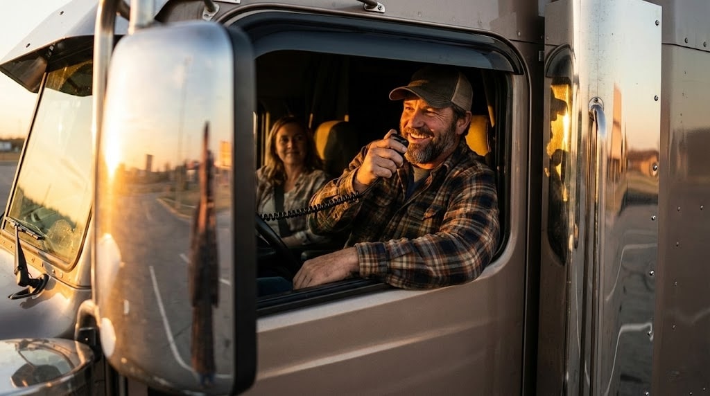 RoadPro CB radio equipment used by truck driver communicating on the road